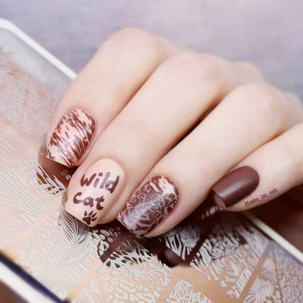 

BeautyBigBang 6*12cm Stainless Steel Stamping Template Leaves Leopard Patchwork Image Nail Art Accessories Stamping Plate