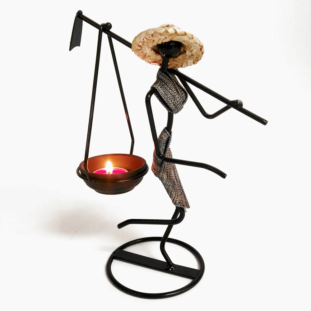 

Creative Candlestick Wrought Iron Artist Candle Holder Pastoral Countryside Hoe Girl's Desktop Decorations metal cutting dies