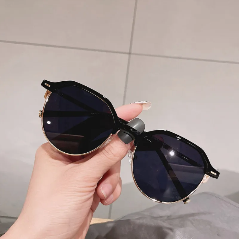 

2021 New Vintage Half Frame Round Sunglasees For Women Designer Glasses Luxury Leopard Eyewear Trend Elegant Oversized Shades