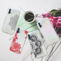 mandala lace flower art design phone case transparent for huawei honor p mate 40 20 30 10 50 i 9 x mate pro lite 8a