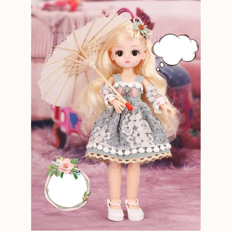 

High quality 30cm Beautiful Princess Doll with Clothes 1/6 BJD Doll Cute and Delicate 3D Eyes Brown Hair New Gift Toy for Girls