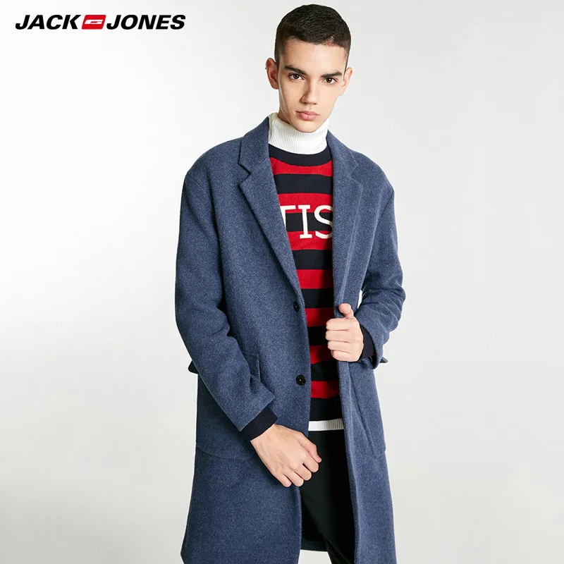 JackJones мужское деловое однотонное зимнее длинное шерстяное пальто | 218427515|Мужские