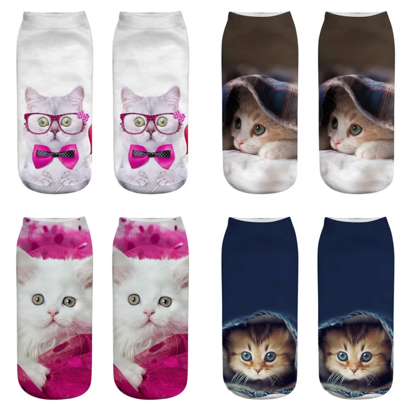 Горячая 3D принтом в виде кошачьей мордочки Cat носки с милыми животными коробки