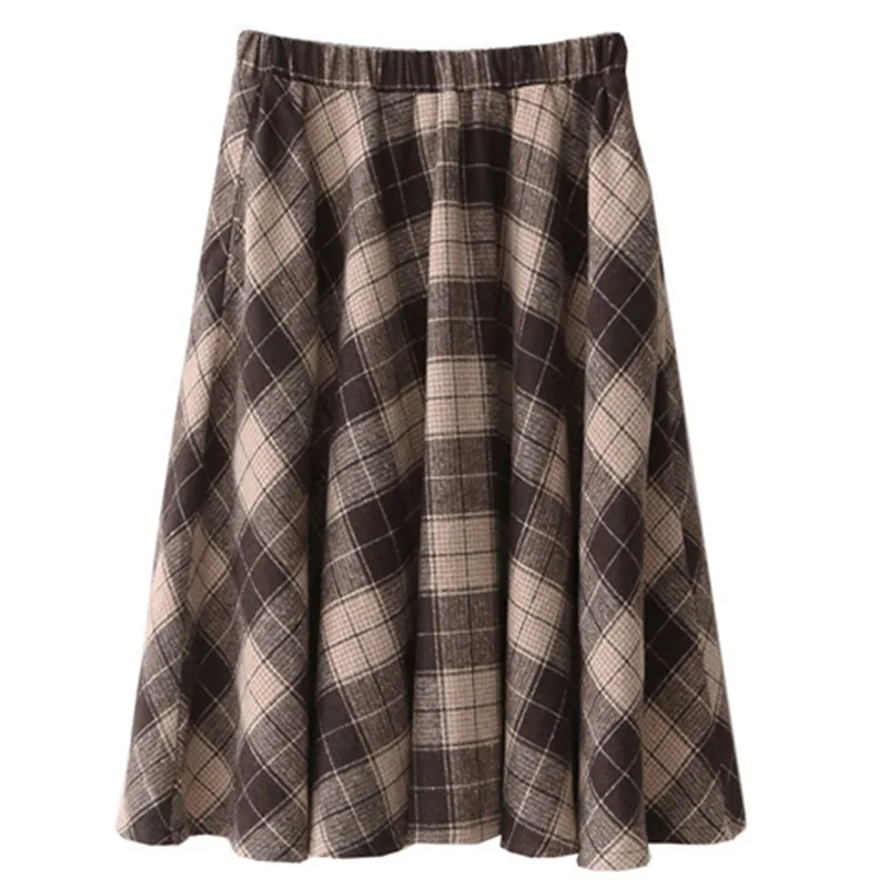 

Осень-зима, Женская шерстяная юбка в клетку, средней длины, универсальный зонтик в стиле ретро, новинка 2020