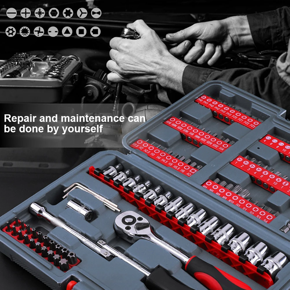 

126pcs Tiger Wrench Tools Universal Key Ratchet Wrench Socket Bit Torx Wrench Furniture Car Repair Spanner Toolbox Hand Tool