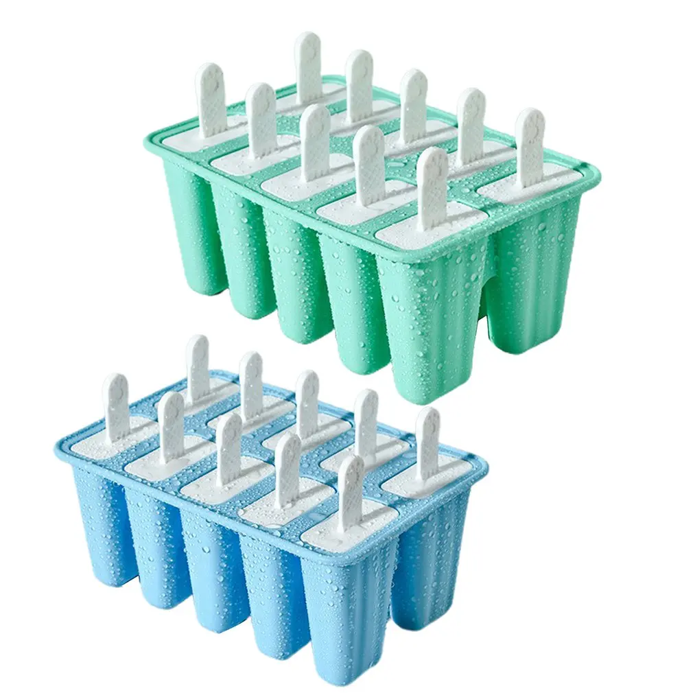 

10 Grid Silicone Ice Cream Mold DIY Bartender Mold With Lid Kitchen Tools Non-Stick Children's Popsicle Mold