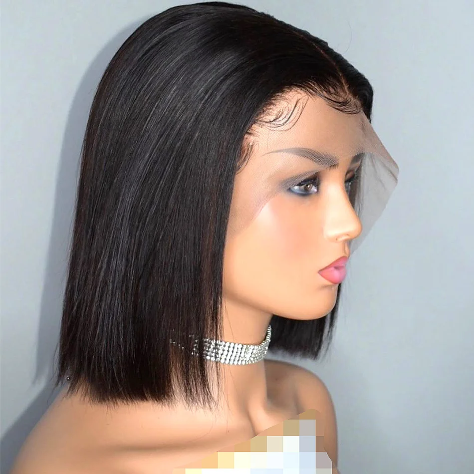 Luvin OneCut волосы короткие боб кружевные передние человеческие волосы парики бразильский прямой натуральный парик кружевные передние al парик предварительно выщипанные Детские волосы