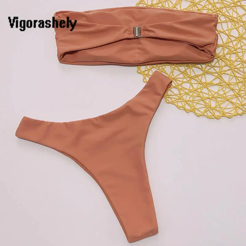 2019 Sexy off shoulder Bikini Set Bandeau Swimsuit Push UP Swimwear Women Strapless Ruffle Bathing Suit Swim Wear | Женская одежда