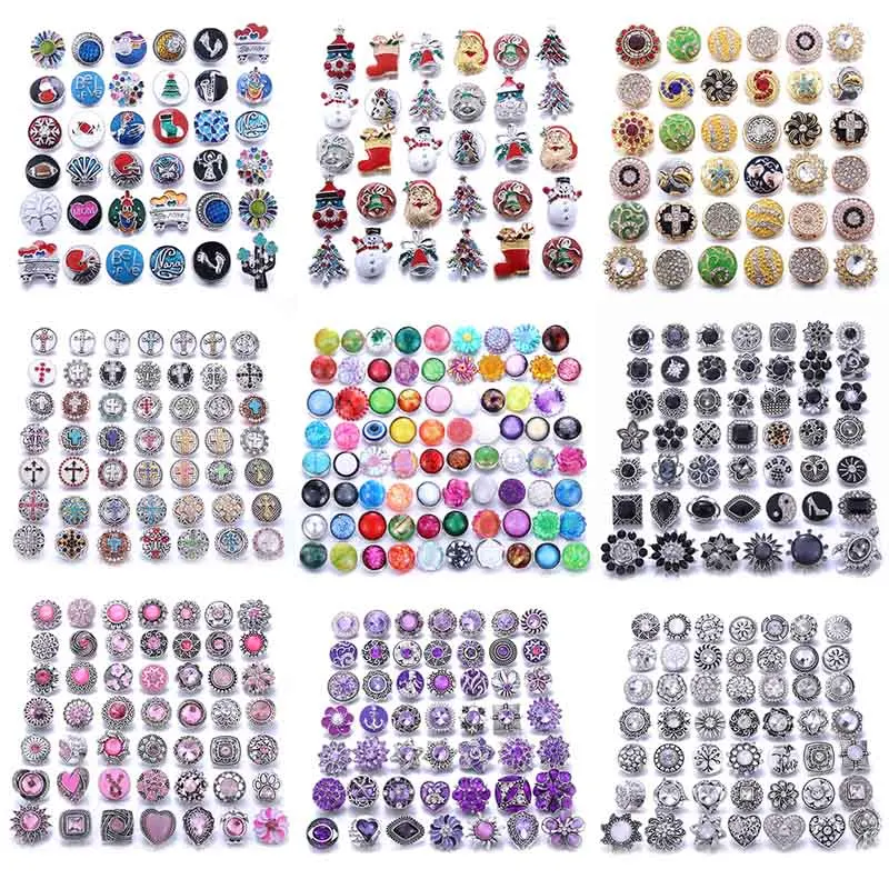 

Wholesale 5pcs/lot 18mm Snap Jewelry Mix Many Styles 18mm Metal Snap buttons Silver Color buttons Rhinestone Snaps Jewelry