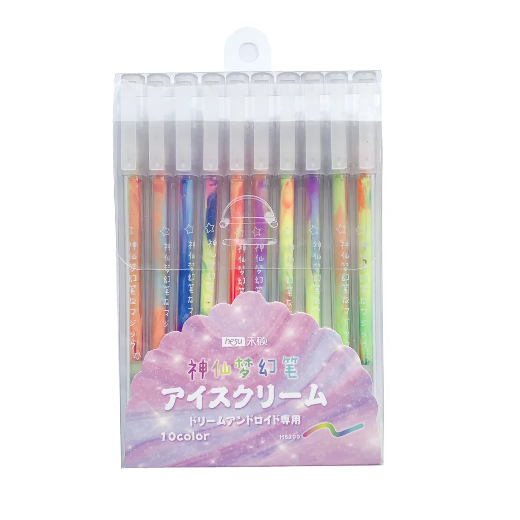 New Student Pen Multi-function Creative Dream Multi-color Highlight Hand Book Core Color Change 10 Sets |