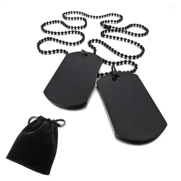 

2 PCS Alloy Pendant Necklace Pendant Silver-plated Double Dog Tag plate Army Biker Chain Necklace Man, Woman