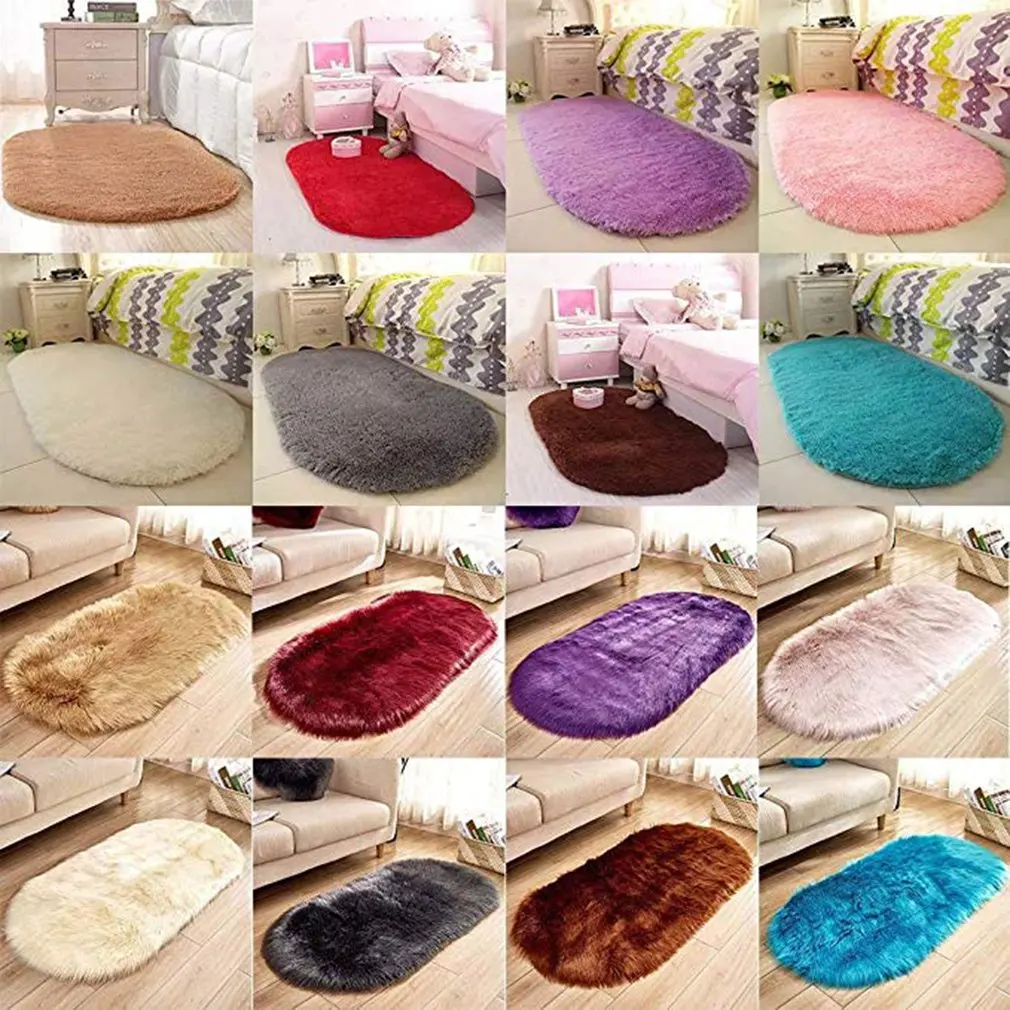 Ellipse мягкий искусственный мех овчины стул подушка коврик для спальни пол