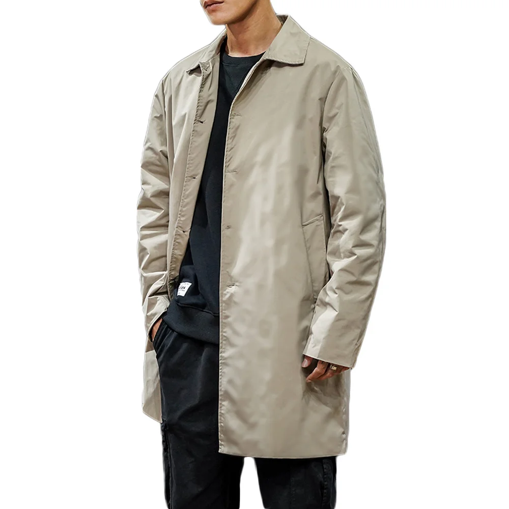 

Мужская однобортная куртка средней длины, однотонная Ветровка цвета хаки, модель 4XL 5XL на весну, 2021