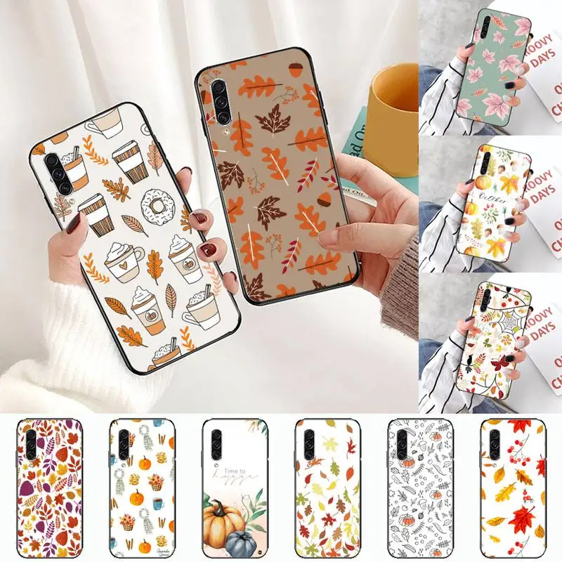 

Pumpkin happy autumn fall leaves Phone Case For Samsung A S M Note 9 10 20 fe 21 71 30 ultra plus 5g 11 31 51 s