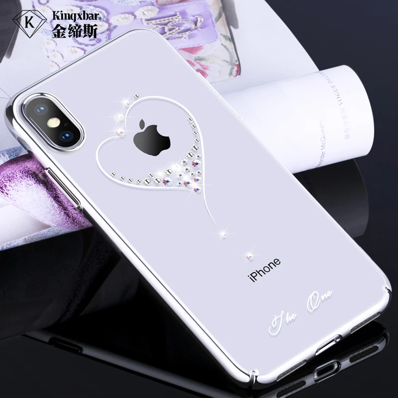 Блестящий тонкий чехол для iPhone XS/XS Max 6 5/X жесткий с кристаллами и бриллиантами