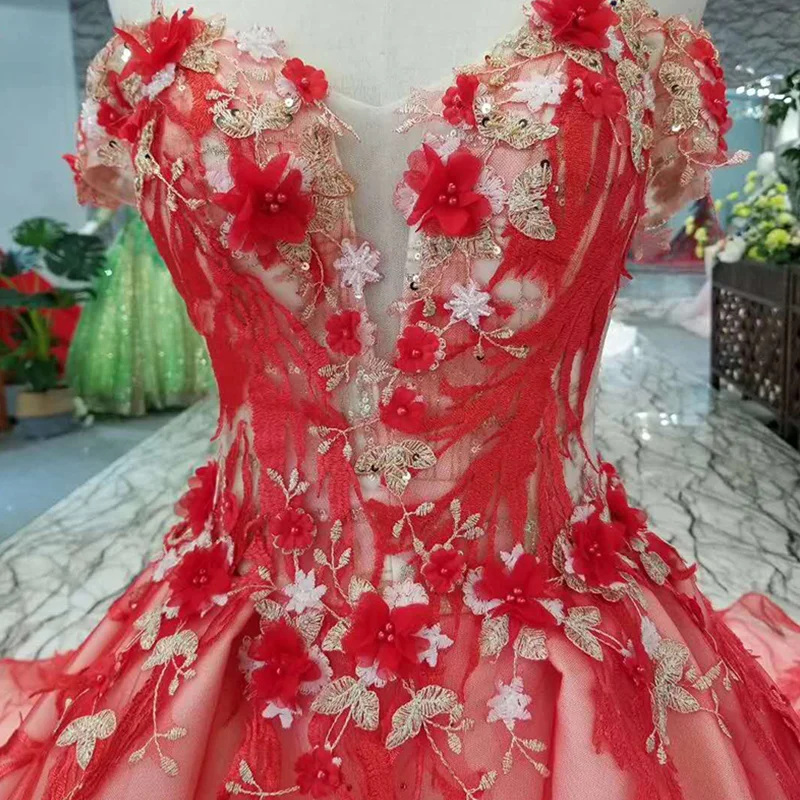 LSS138 bridal wedding party dresses red off the shoulder sweetheart evening long with train celebration | Свадьбы и торжества