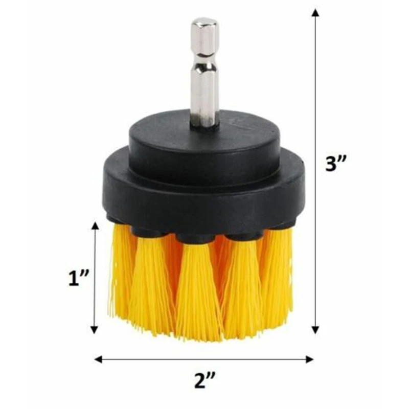 

2x Set Tile Grout Power Scrubber Cleaning Drill Brush Tub Cleaner Combo Yellow