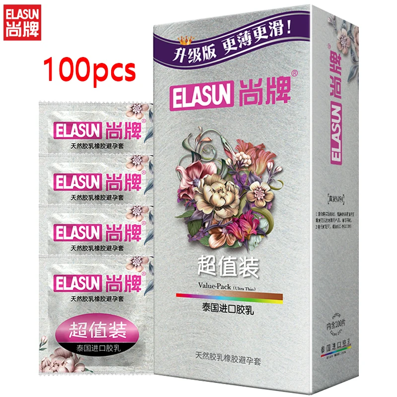 100 шт./упак. ELASUN ультратонкие презервативы для пениса натуральный латекс высокого