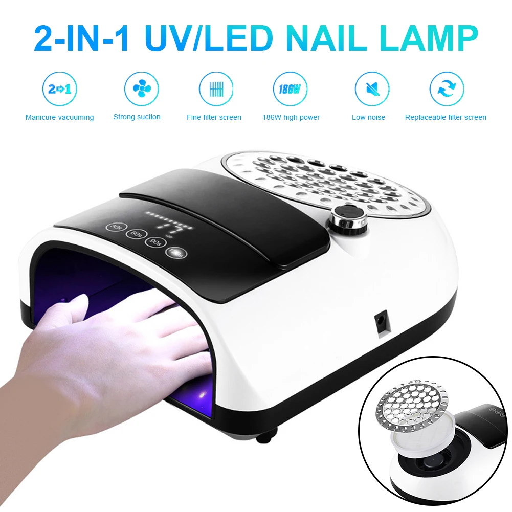 

2-in-1 UV/LED Nail Lamp with Nail Dust Collector 42 LEDs Nail Dryer Powerful Nail Fan Manicure Tool for Home Salon