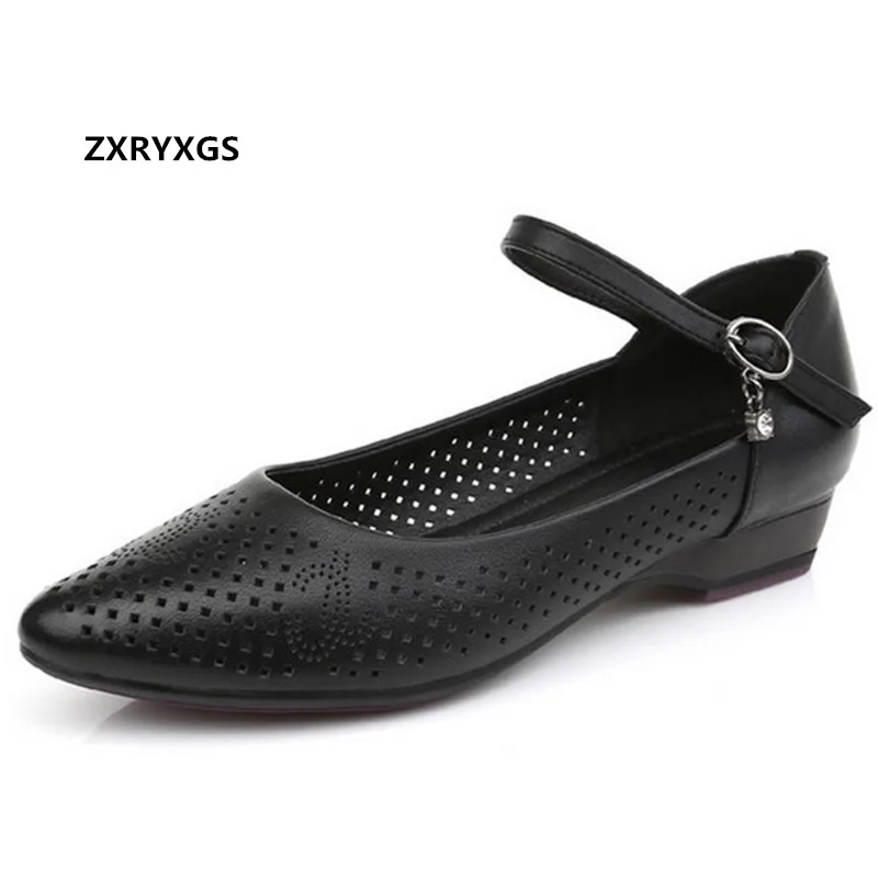 

Женская обувь из воловьей кожи; Сезон весна-лето; Дышащие сандалии; Обувь на низком каблуке с острым носком; Кожаная обувь для мам; Модная обу...