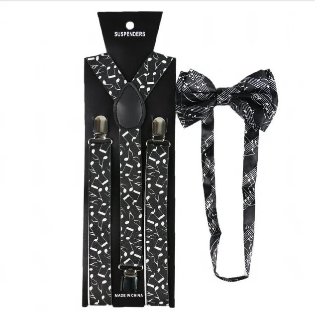 Модные мужские комплекты с галстуком бабочкой 1 дюйм черные белые музыкальные