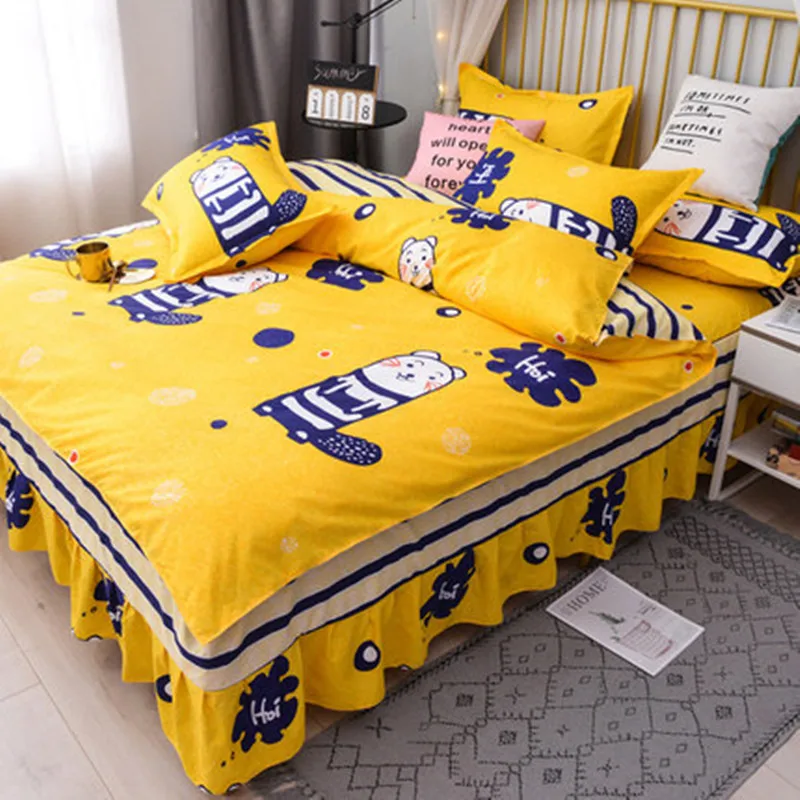 

Plaid Modle Bedspread Sets Bed Sheet Duvet Cover Pillow Cases 4 Pieces/Set Bed 2020 Top Fashion Soft Cotton stripe Bed Cover