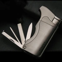 personalized hot selling multifunctional butane jet lighter cigar lighter pipe accessories turbine windproof belt knife