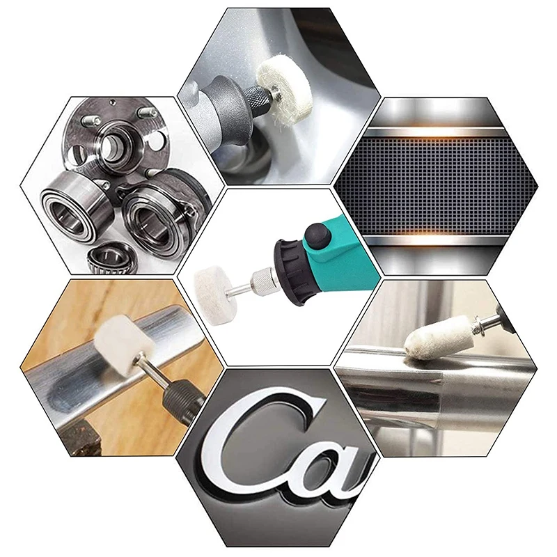 

129PCS Felt Polishing Wheel Set Buffing Grinding Pad Rotary Tool with Replacement Shank Wheels for Glass Metal Jewelry