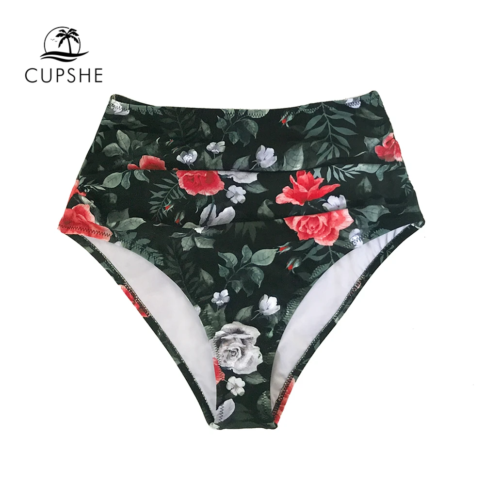 CUPSHE красные цветочные рубашки с высокой талией бикини женские сексуальные