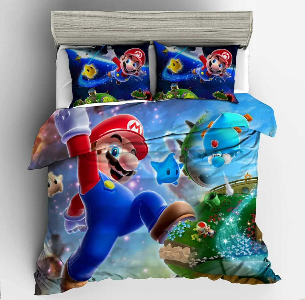 Комплект постельного белья Super Mario Bros, пододеяльники, наволочки, стеганое одеяло Mario, Комплект постельного белья s, мягкое постельное белье, аксессуары для детской спальни