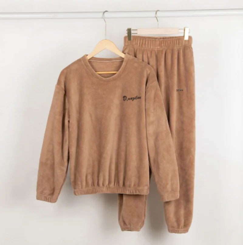 

Autumn and winter coral fleece pajamas warm suit pants new casual long-sleeved home service thickening fashion women&#39s winter