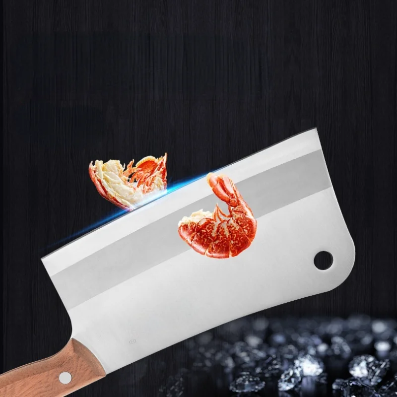 

High hardness stainless steel knife meat cleaver slicing knife kitchen knife household cleaver chef's knife with wooden handle