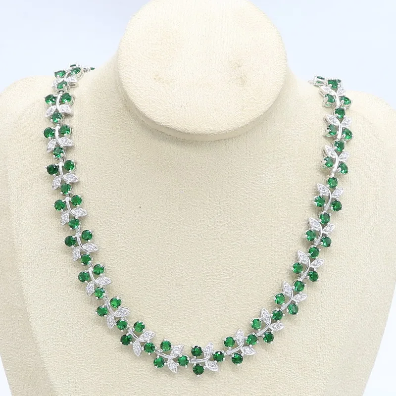 Зеленый черный полудрагоценное ожерелье для женщин Свадьба серебряный цвет
