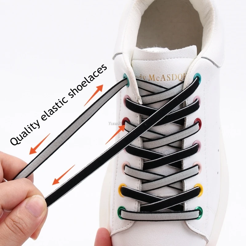 Double color Elastic Shoelaces Magnetic Lock No tie Shoe laces Sneakers for Shoelace Kids Adult Laces One Size Fits All Shoes