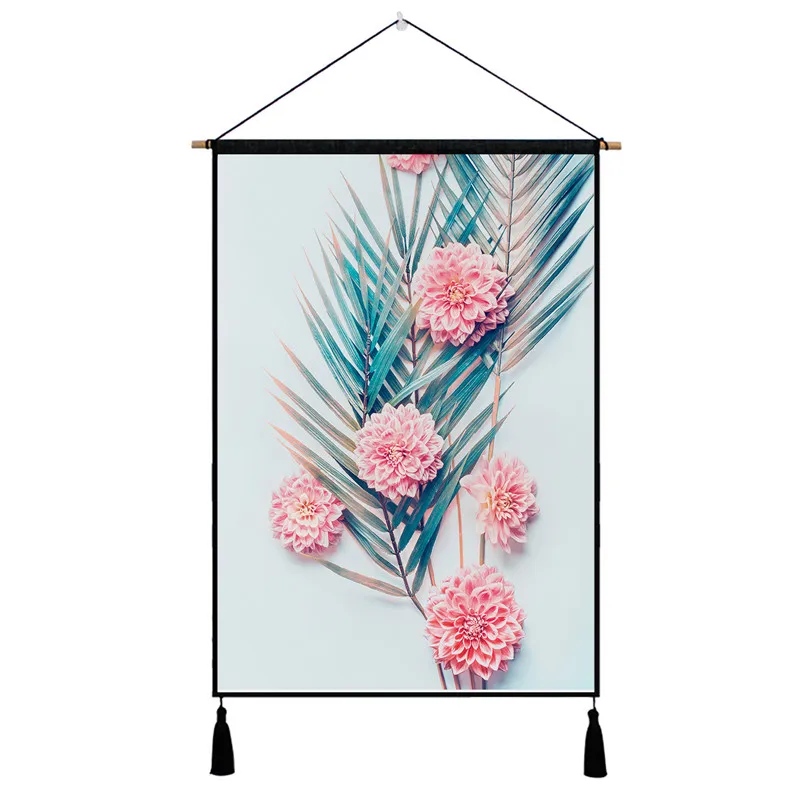 Настенный хлопковый гобелен с листьями цветами и растениями|Декоративные