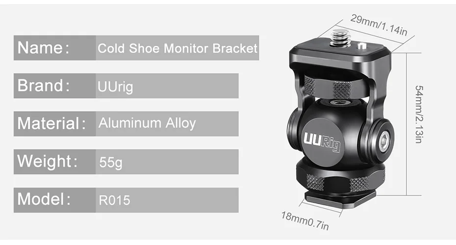 UURig R015 кронштейн для монитора держатель Мини робот шариковая головка с холодным башмаком крепление для Sony Nikon DSLR камеры аксессуары для Кардана