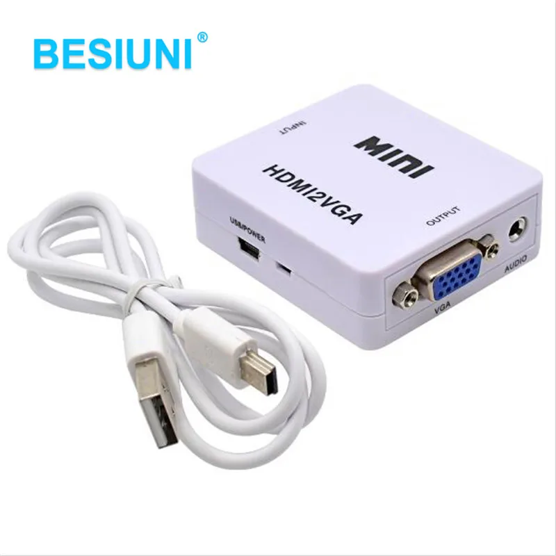 1080P HDMI совместимый преобразователь VGA с аудиоразъемом для ПК ноутбука ТВ