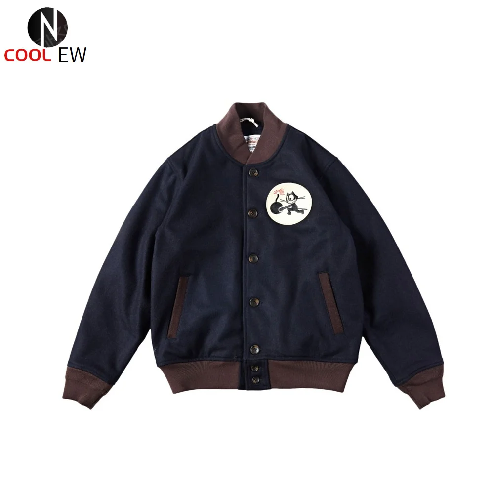 

Men's Winter Baseball Varsity Jacket Short Wool Windproof Casual Original Brand Coat American Retro Bomber Military Clothes Male