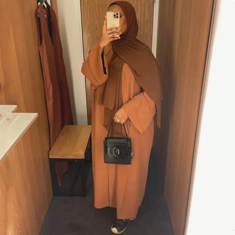  Islamic Turkey Prayer Clothes 2-Piece Inner Dress Abaya Sets Dubai Woman Djellaba African Plus Size For Women kimono Kaftan Suit