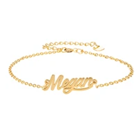 megan name bracelet women girl jewelry stainless steel gold plated nameplate pendant femme mother girlfriend best gift