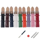 Ремешок для часов, кожаный, черный, 121416182022 мм