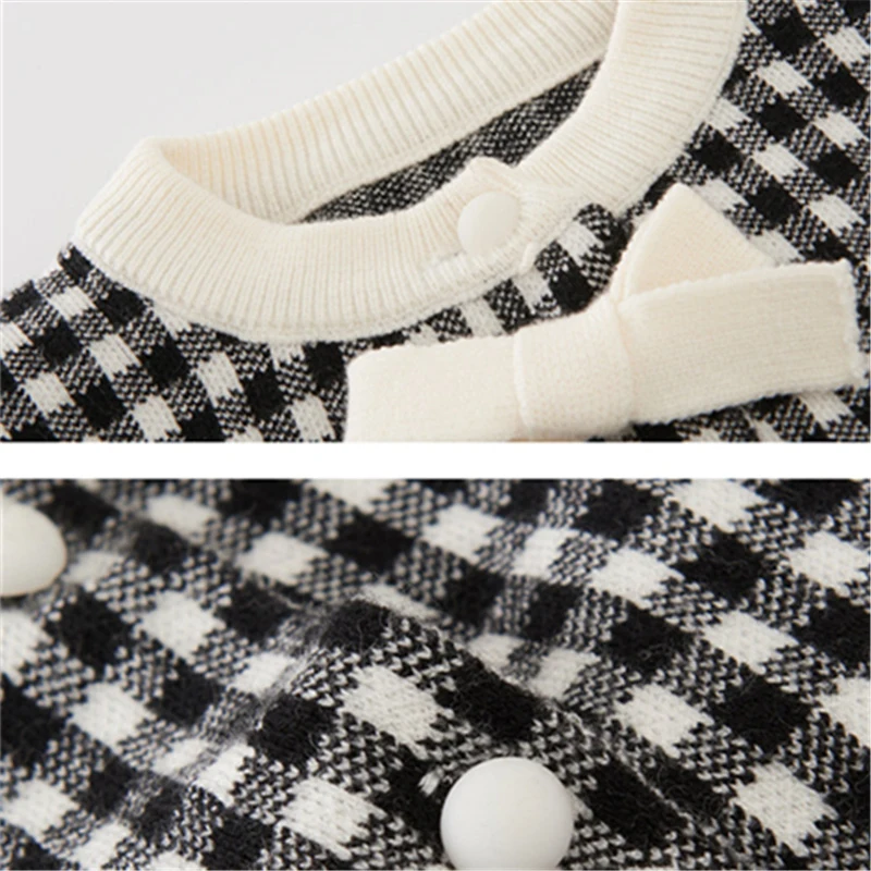 

Girls Clothing Sets For Girls Clothes Suits Knit Bow Plaid Tops+Mini Skirt 2Pcs Costume Children Clothing Suits 8 9 10 12 Years