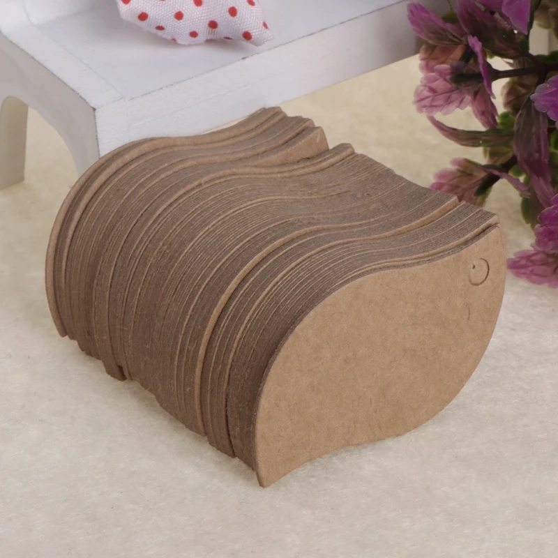 

100 Pcs/Lot Kraft Paper Blank Card DIY Hanging Tag Label Hole Gifts Leaf Shaped C7AE