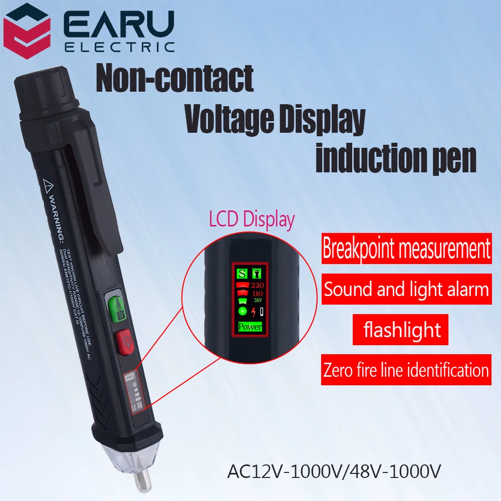 

Digital AC 12-1000V Non-Contact Test Tester Pen Pencil Sensor Meter Power Current Electric Voltage Detectors Alarm Voltmeter