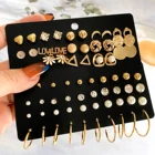 Набор женских серег-гвоздиков FNIO, металлические серьги золотого цвета с жемчугом в Корейском стиле, 2021, корейский, геометрической формы