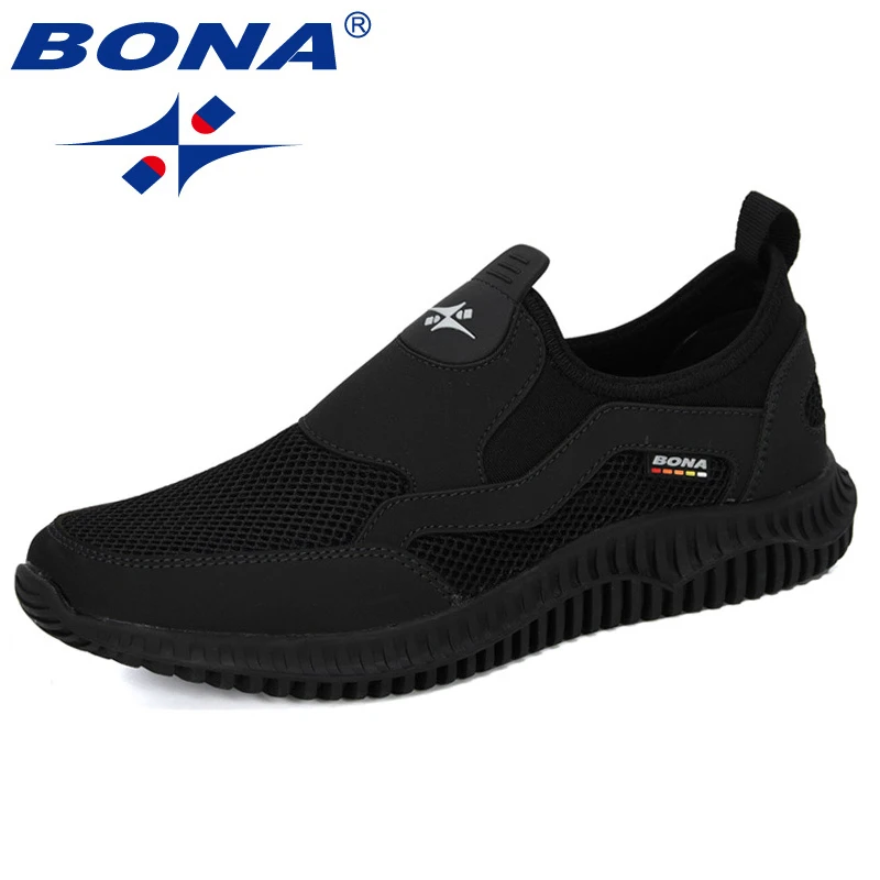 BONA New Running Shoes Man Super Light Mesh Knit Breathable Sneakers Outdoor Casual Shoes Jogging Tennis Walking Sports Shoes
