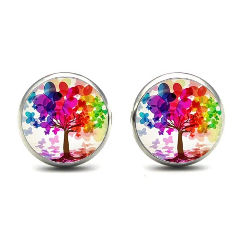 2022 Модные цветные серьги гвоздики в форме дерева жизни осенние стильные женские