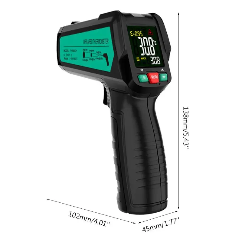 

Industrial High Precision Digital Infrared Thermometer LCD Colorful Non-Contact Handheld Temperature Meter Pyrometer