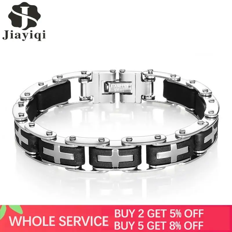 Jiayiqi браслет из нержавеющей стали с силиконовым браслетом и браслеты модные