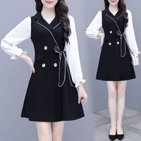 suit dress autumn clothing 2020 new female long sleeved temperament wind little black dress black skirt